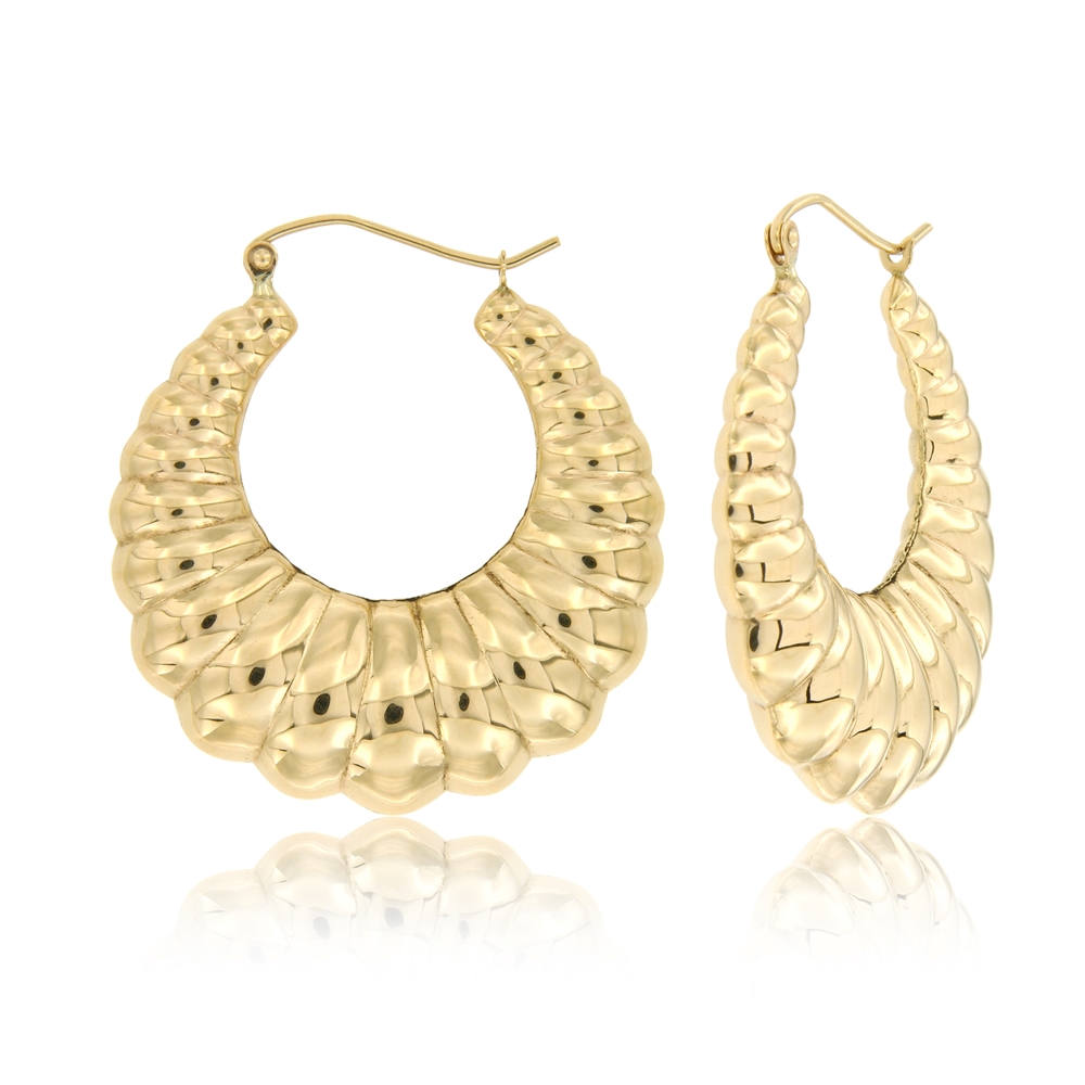14K Hollow Stamped Earring